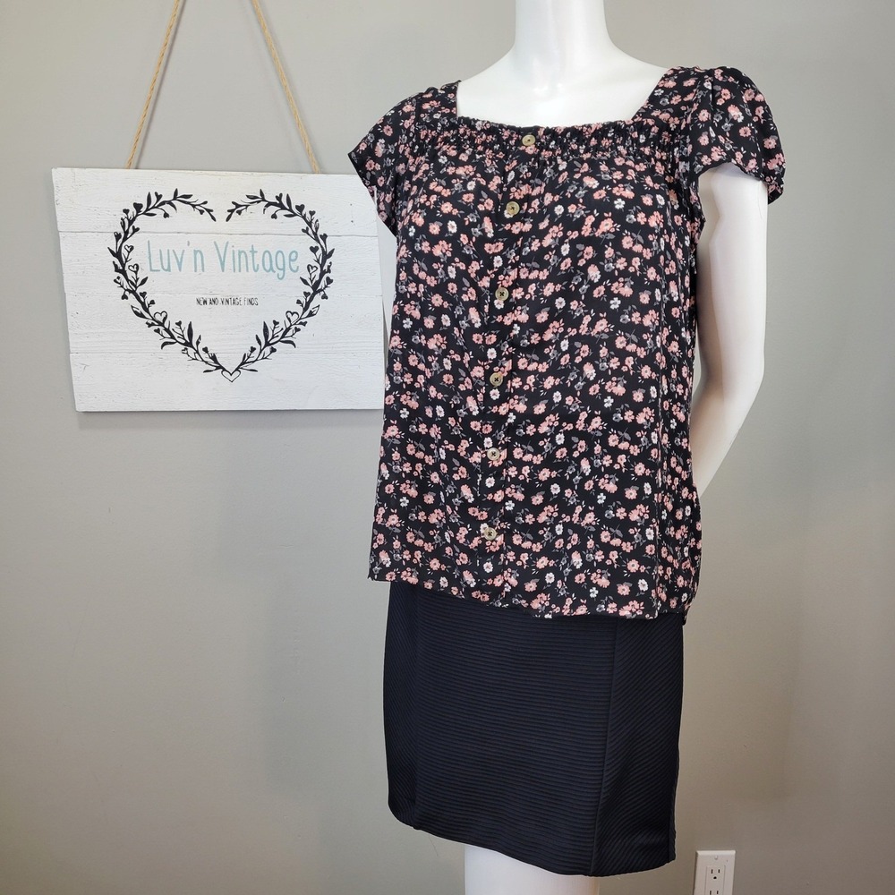 H&M Ribbed‎ Black Pencil Mini Skirt High Waist Fitted Career Wear Size M